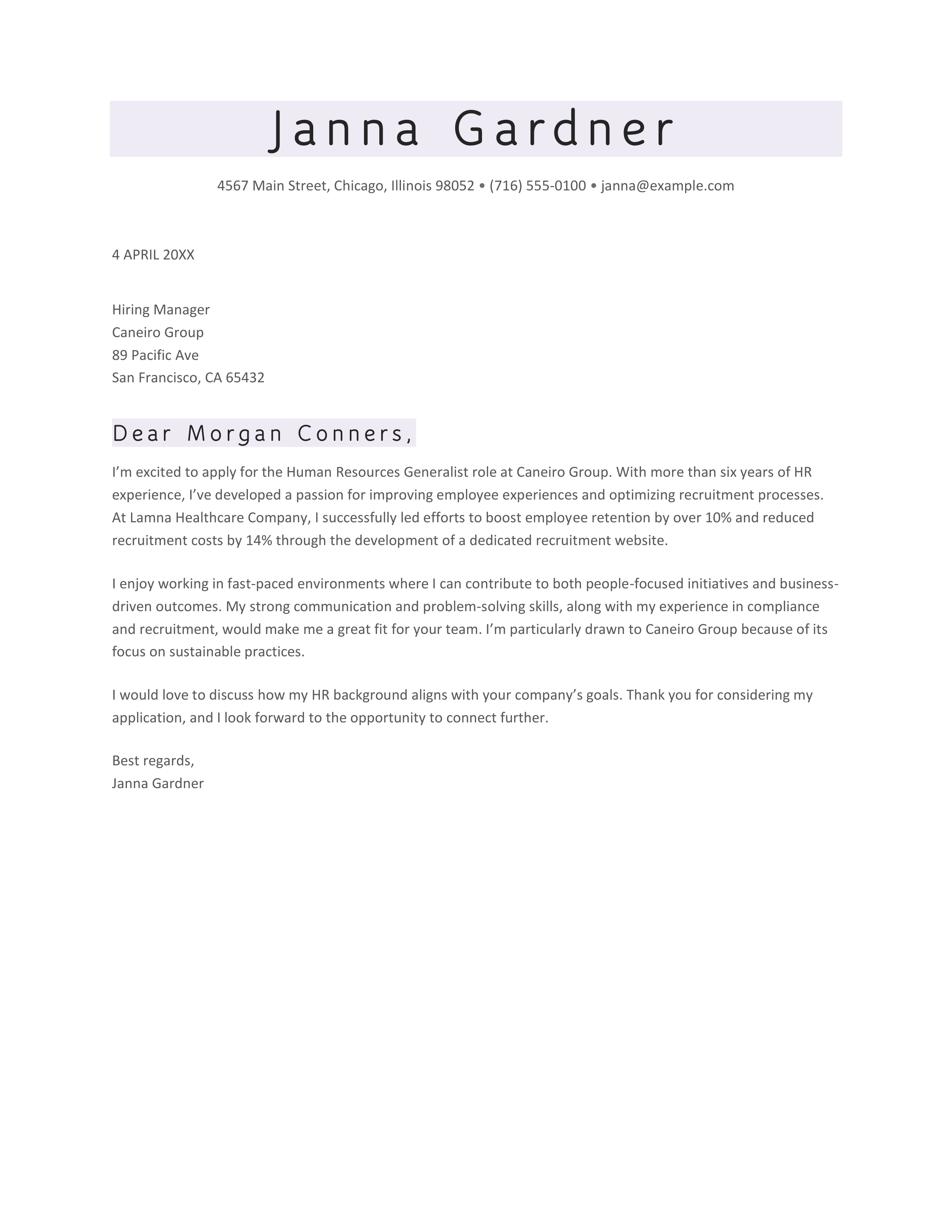 Cover Letter Template 2