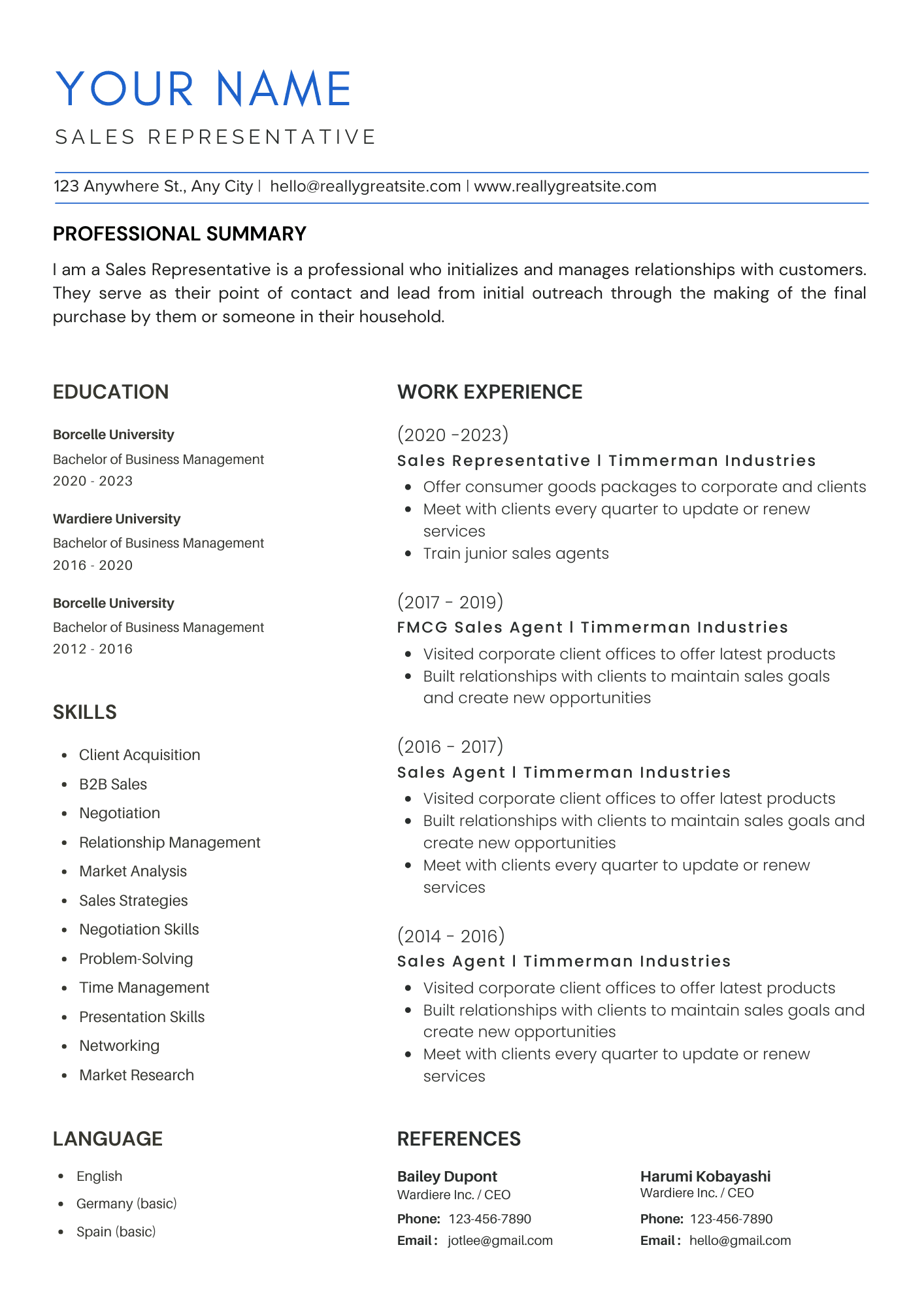 Blue Professional Resume